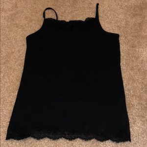 Black cami with lace at top and bottom